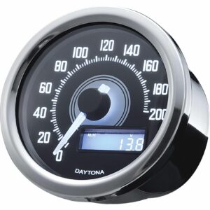 Daytona Tacho Velona Ø60mm weiß bis 200 Km/h chrom