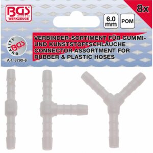 BGS Verbinder für Gummi- und Kunstoffschläuche 8-teilig Ø 6mm