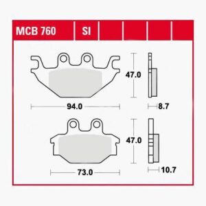 TRW Lucas Bremsbeläge organisch MCB760  94/73x47x8