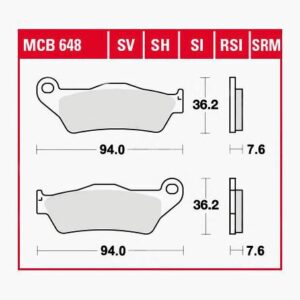 TRW Lucas Bremsbeläge organisch MCB648 94x36