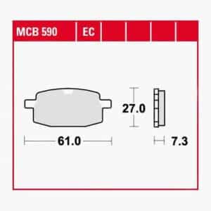 TRW Lucas Bremsbeläge organisch ECO MCB590EC 61x27x7
