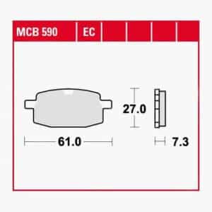 TRW Lucas Bremsbeläge organisch ECO MCB590EC 61x27x7