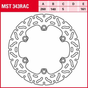 TRW Lucas Bremsscheibe RAC starr MST343RAC 260/140/161/5mm