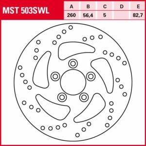 TRW Lucas Bremsscheibe Street starr MST503SWL 260/56