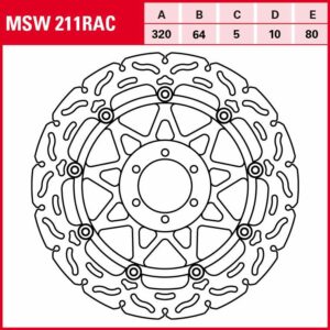 TRW Lucas Bremsscheibe RAC schwimmend MSW211RAC 320/64/80/5/10mm