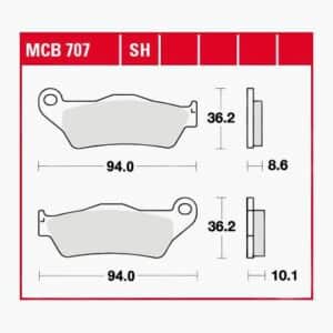 TRW Lucas Bremsbeläge Sintermetall Street MCB707SH 94x36