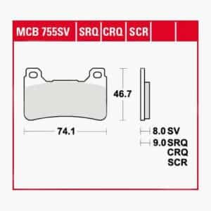 TRW Lucas Bremsbeläge Sintermetall MCB755SRT 74