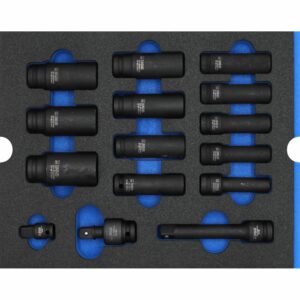 WGB MES blau Kraft-Steckschlüsseleinsätze lang 1/2" 15teilig