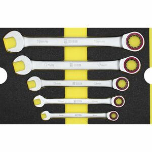 WGB MES gelb Ringmaulschlüsselsatz mit Ratsche 5-teilig