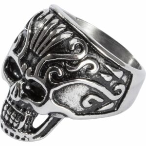 Spirit Motors Edelstahl Ring mit Totenkopf 2.0 silber/schwarz 21