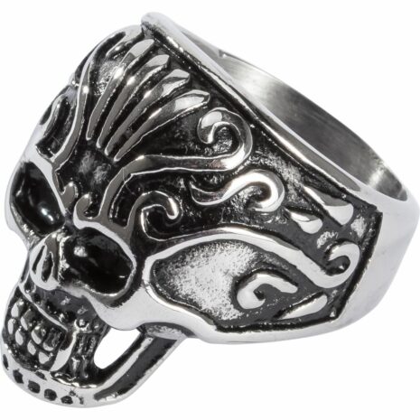 Spirit Motors Edelstahl Ring mit Totenkopf 2.0 silber/schwarz 22