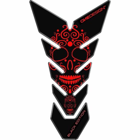 ONEDESIGN Tankpad CG 225x130mm Skull 1 schwarz/rot-orange