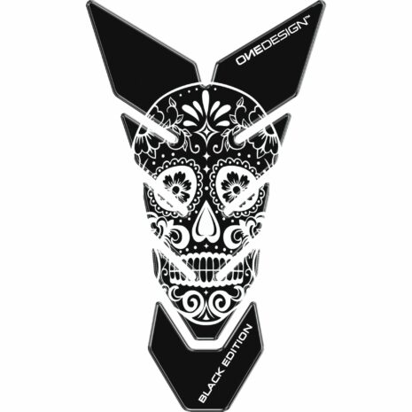 ONEDESIGN Tankpad CG 225x130mm Skull 4 Muerto Flower schwarz/weiß