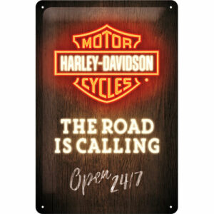 Nostalgic-Art Blechschild 20 x 30 "Harley-Davidson - Road is Calling Neon"