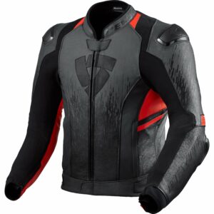 REV'IT! Quantum 2 Lederjacke anthrazit/neon-rot 52 Herren